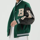 Baseball Jacket for Women Men Long Sleeves Button Up Outwear (Green 2XL)