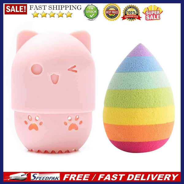 Makeup Sponge with Storage Case Moisture-proof Beauty Cosmetic Sponge Holde