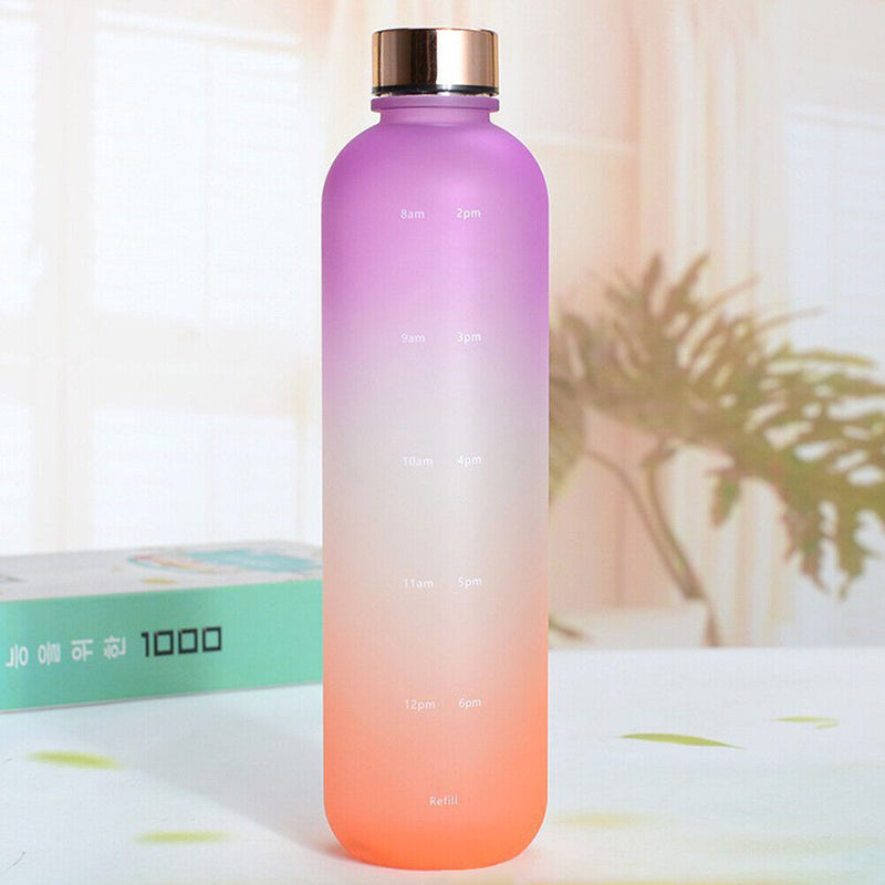 1000ml Water Bottle Frosted Outdoor Sports Drinking Kettle (Purple Orange)
