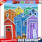 Frameless Oil Paint By Numbers Sea Colorful House DIY Canvas Picture Craft