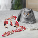 Adjustable Cat Traction Rope Japanese Print Chest Strap for Pet Outdoor Walking