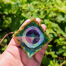 Pyramid Ogan Crystal Energy Tower Nature Reiki Chakra Crushed Stone (H) Newly