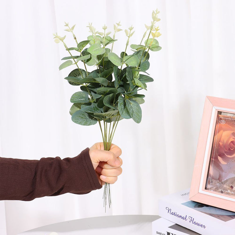 Eucalyptus Stems Floral Arrangement Lifelike Greenery Leaves Faux Plants
