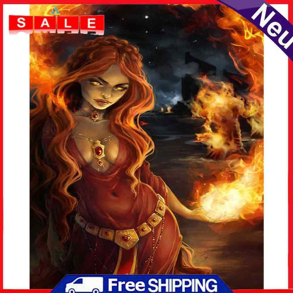 Redhead Witch Oil Paint By Numbers Drawing DIY Picture for Adults Children Decor