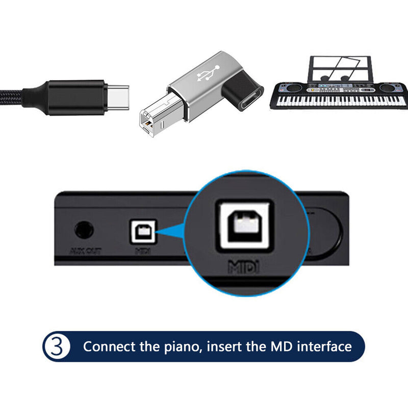 USB C to B Adapter Female to Male for Printer MIDI Controller Electric Keyboard