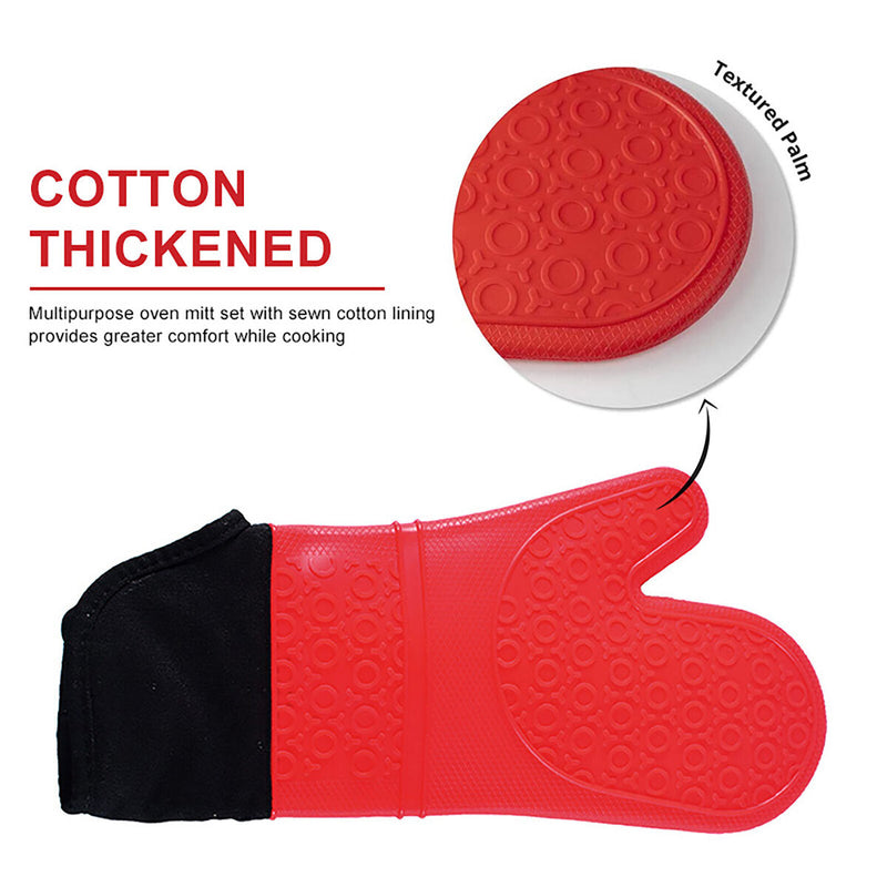 1 Piece Extra Long Silicone Oven Mitt Heat Resistant Pot Gloves (Red)