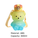Bear Straw Bottle - 800ml Gradient Water Bottles for Outdoor School Activities