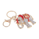 Crystal Rhinestone Elephant Key Chains Women Bag Car Pendant Keyring(Red)