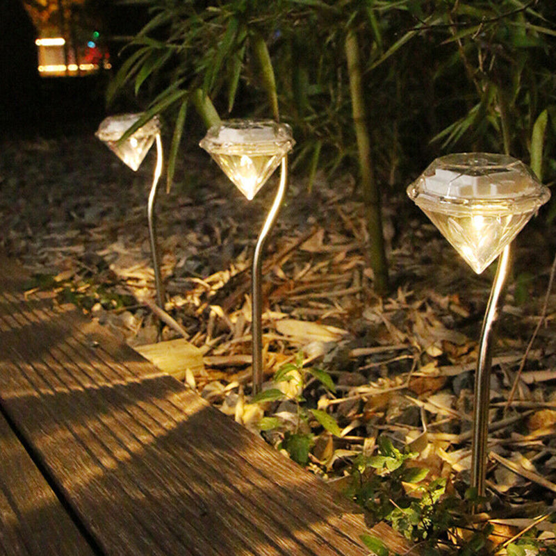 4x Solar Diamond Light LED Outdoor Garden Lawn Park Path Decor Lamp (Warm) Newly