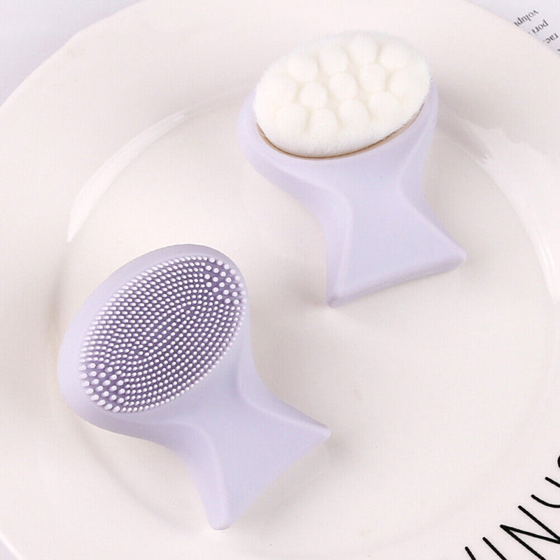 Mini Portable Silicone Facial Cleansing Brush Double-side Massage Skin Care Tool