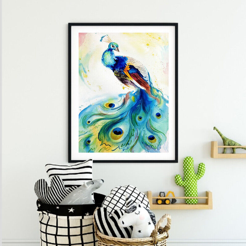 Peacock Oil Paint By Numbers Set Canvas Drawing DIY Coloring Picture Kits