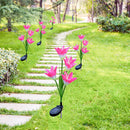 4 Head Lily Flower Solar Light Colorful LED Lawn Lamp Outdoor Light (Red) Newly