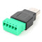 USB2.0 Male to 5pin Screw Terminal Connector Apdater with Shield Connector Newly