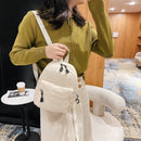 Women Solid Color Backpack Preppy Style School Nylon Mini Rucksack (Beige)