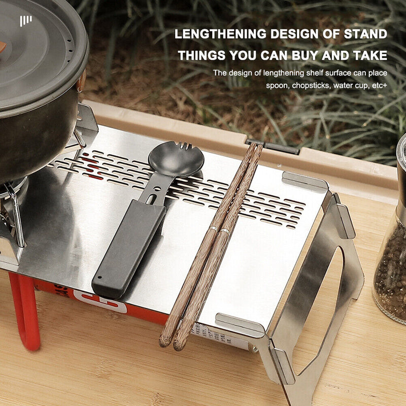 Portable Camping Picnic BBQ Table Heat Insulation Gas Stove Stand Folding Desk