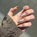 Wearable Medium Long Length Coffin Press on Nails Cat Eye French False Nail