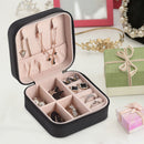 Jewelry Box for Women Portable Mini Leather Jewellery Storage Case (Black)