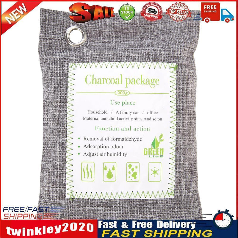 200g Activated Bamboo Charcoal Air Purifying Bag Car Home Deodorant (Grey) Newly