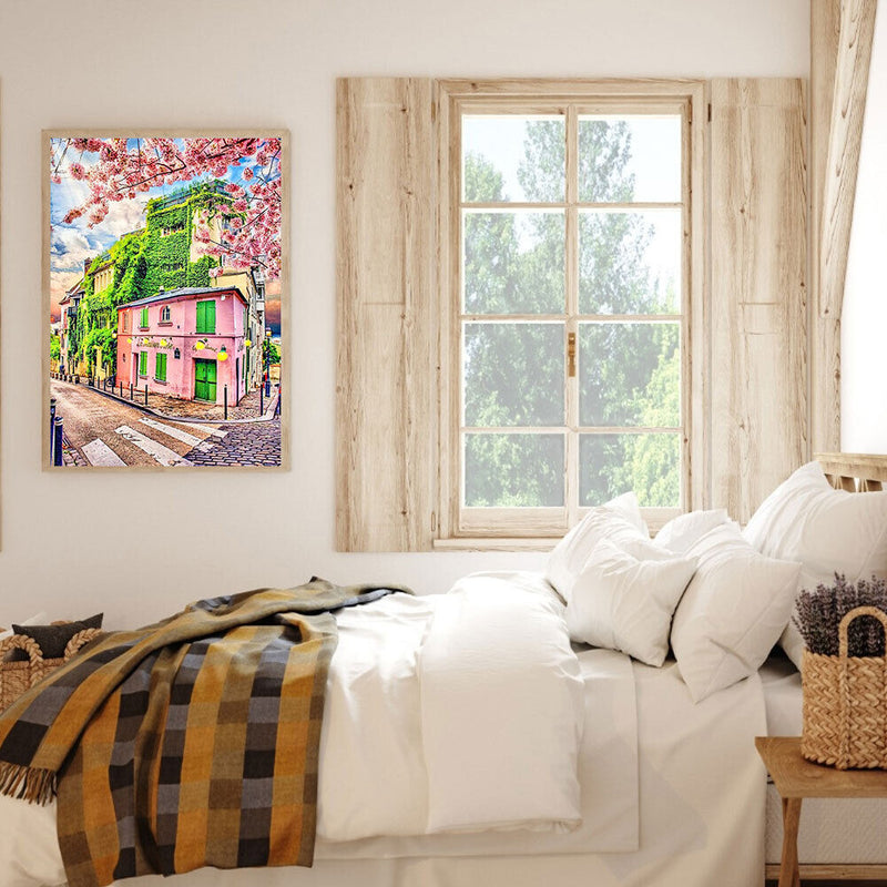 5D DIY Diamond Painting Kits Full Round Drill Pink House Seascape Mosaic