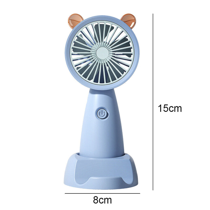 Mini Portable Fan Cute Cat USB Rechargeable Pocket Handheld Cooler (Blue)
