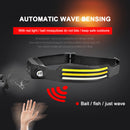 COB LED Sensor Headlight Flashlight USB Outdoor Camping Strong (D Yellow)