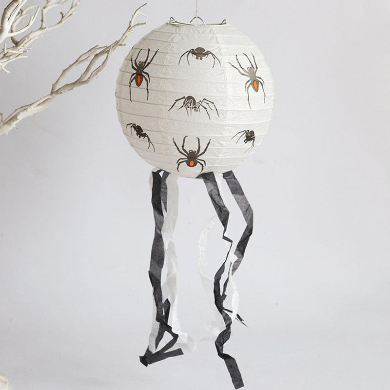 Halloween White Spider Paper Lanterns Reusable for Ghost Festival Items (35
