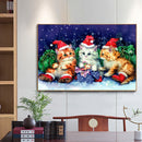 Handmade Christmas Cat 5D DIY Full Round Drill Drawing Kit Diamond Painting Gift