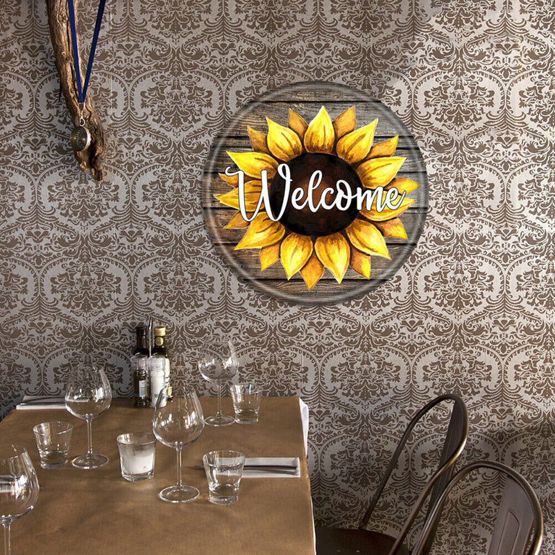 Retro Poster Sunflower Tin Sign Painting Plate Wall Art Decor for Cafe Bar Home