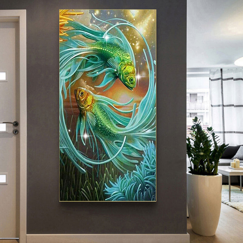 Two Fish Oil Paint By Numbers Kits Canvas Picture Wall Art DIY Craft Coloring