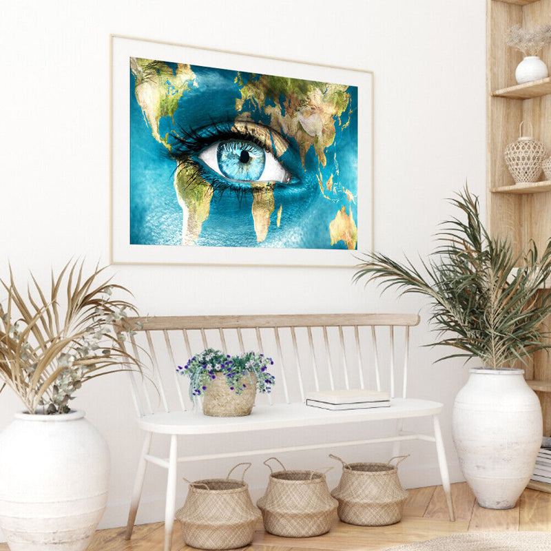 Blue Eyes Oil Paint By Numbers Kit DIY Acrylic Painting on Canvas Frameless