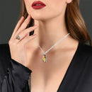 Glass Leaves For Women Men Rainbow Stone Necklace Amethyst Pendant Tree Pendant