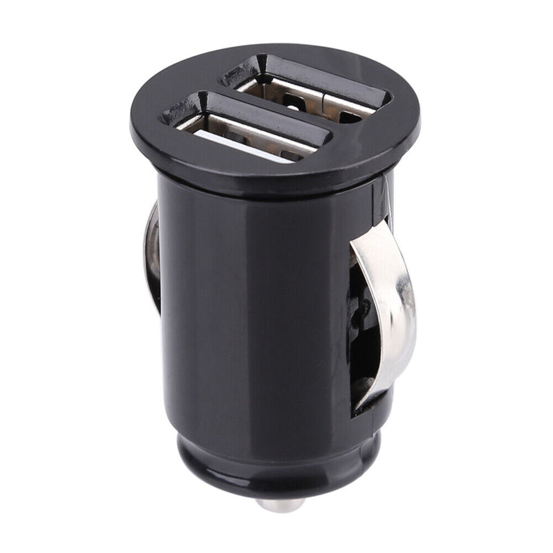 Mini Car Charger 2.4A Dual USB Charger Fast Charging Phone Adapter (Black) Newly