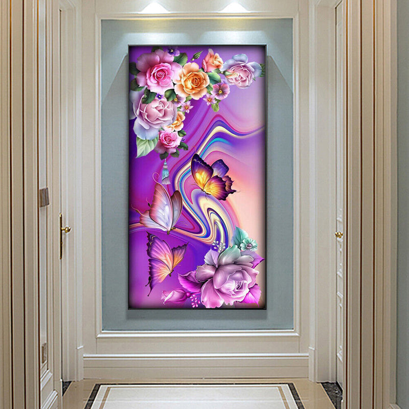 DIY Diamond Painting Butterfly Flowers Full Drill Rhinestone Mosaic Art Pic