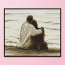 14CT Full Embroidery Kit Sea Couples Cotton Counted Cross Stitch Home Decor