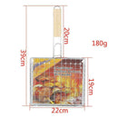 Barbecue Grilling Basket Grill BBQ Net Wooden Handle Steak kcc0 Fish Meat B8L2