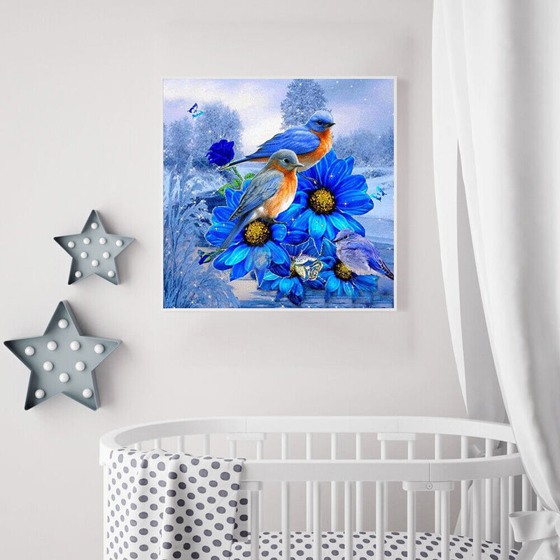 5D DIY Diamond Painting Kits Full Square Drill Blue Bird Flower Mosaic Picture