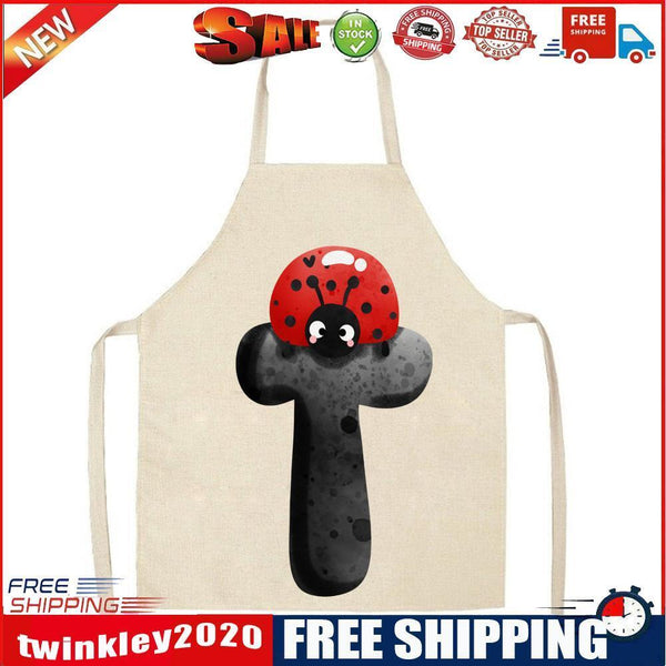Ladybug T Linen Kitchen Apron Household Waterproof Pinafore Bibs (82x68cm)