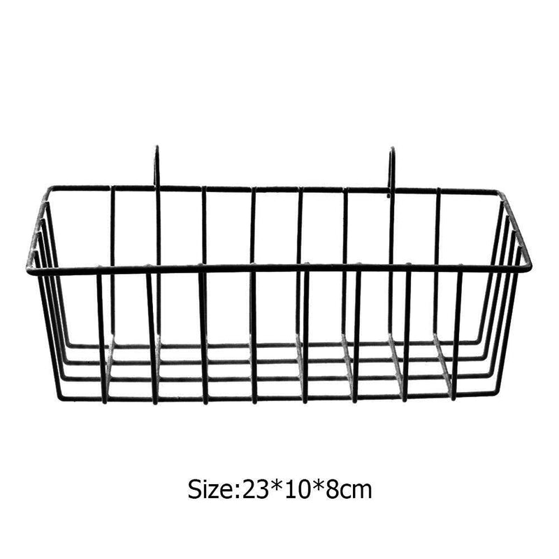 Iron Wall Mounted Storage Rack Holder Hanging Basket Shelf Container (Black