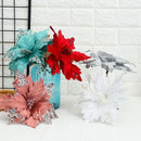 Party Supplies Poinsettia Xmas Gift Glitter Ornament Christmas Tree Flowers