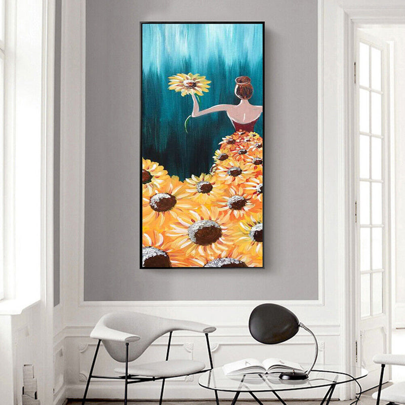 Frameless Oil Paint By Numbers DIY Flowered Skirt Girl Picture Craft for Home