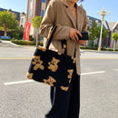 Fashion Shoulder Tote Female Portable Plush Big Capacity School Satchels Handbag