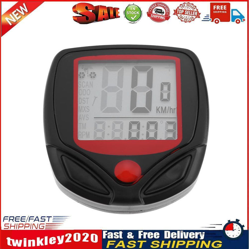 Waterproof 15 Function LCD Bike Bicycle Odometer Speedometer Cycling Speed Newly