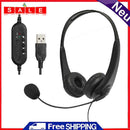 Call Center Headphone Online Teaching Learning USB Wired Line Control Headset