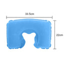 PVC U-Shaped Inflatable Air Pillows Portable Break Neck Pillow (Sky Blue) Newly