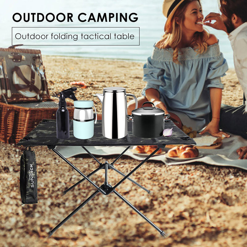 SUNDICK Outdoor Folding Table, BBQ Camping Table, Foldable Square Table Desk