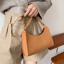 Women Felt Solid Color Shoulder Bag Casual Zipper Messenger Bag (Brown)
