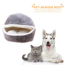 Soft Cat Waterproof Nest Washable Pet Cute Hamburger Bed Kennel Mat (Gray)