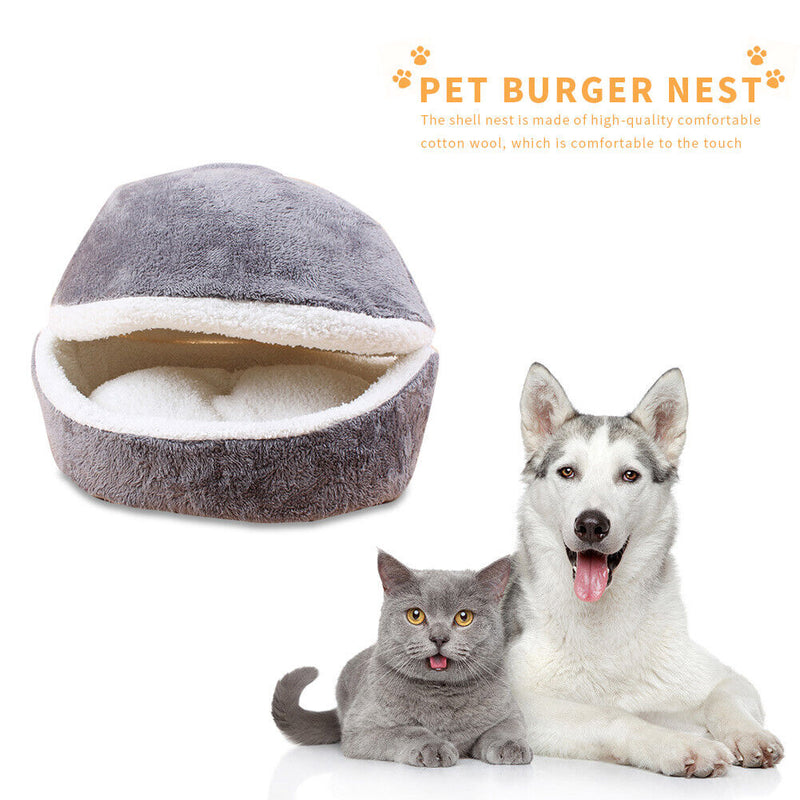 Soft Cat Waterproof Nest Washable Pet Cute Hamburger Bed Kennel Mat (Gray)