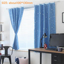 4pcs 100x130cm Full Blackout Shading Stars Curtains Hook Grommet Blue