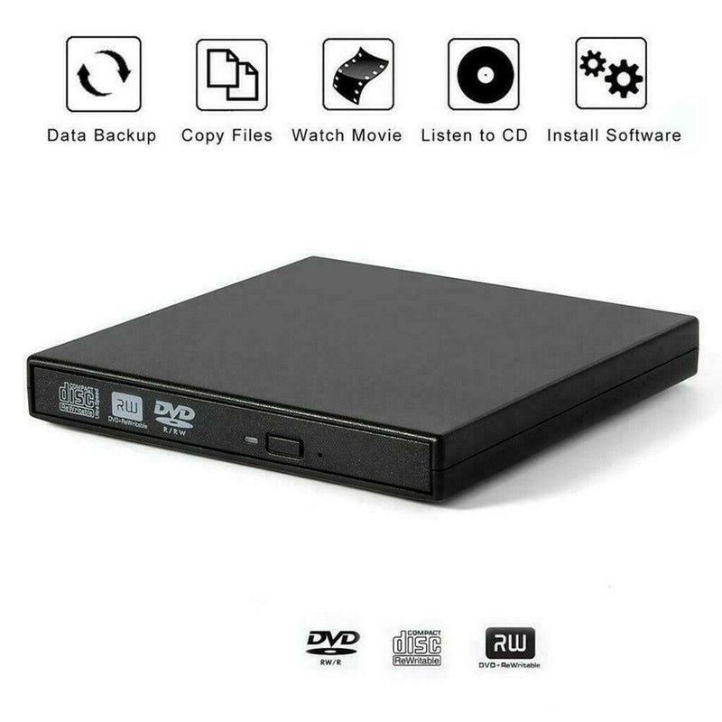 USB External Drive DVD CD RW Disc Burner Combo Reader 07/08/10 Windows G4Y1